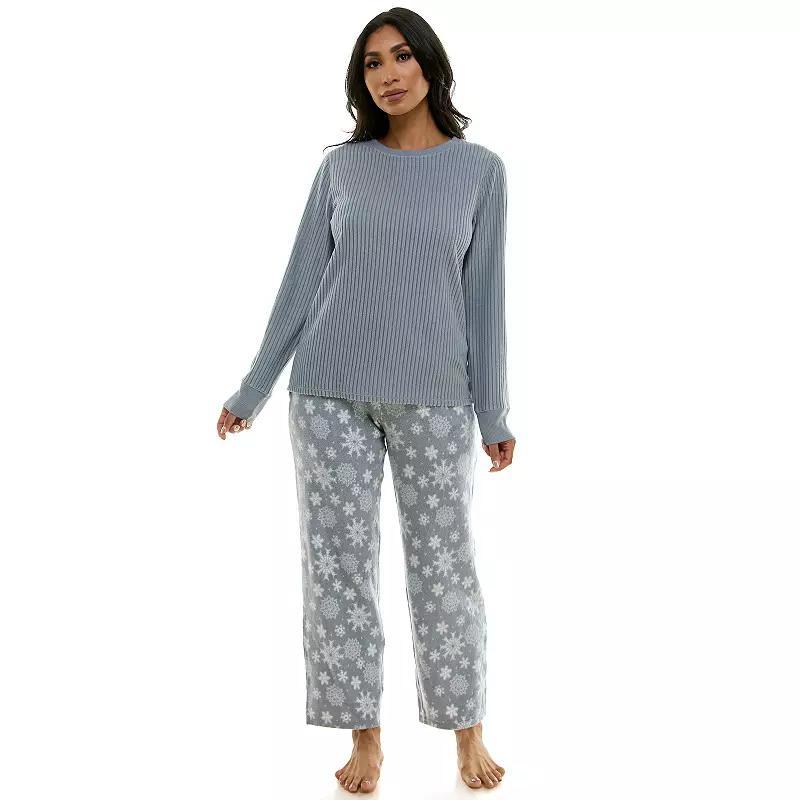 Womens Croft & Barrow 2-pc. Long Sleeve Pajama Top & Pajama Pants Sleep Set Quiet Black Product Image