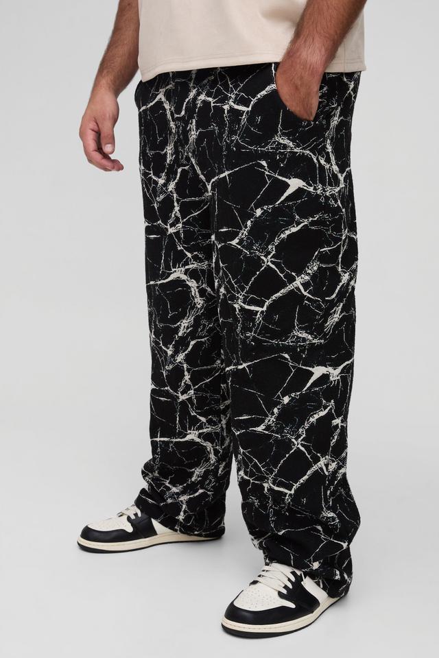 Plus Barbed Wire Tapestry Relaxed Fit Trousers | boohooMAN USA Product Image