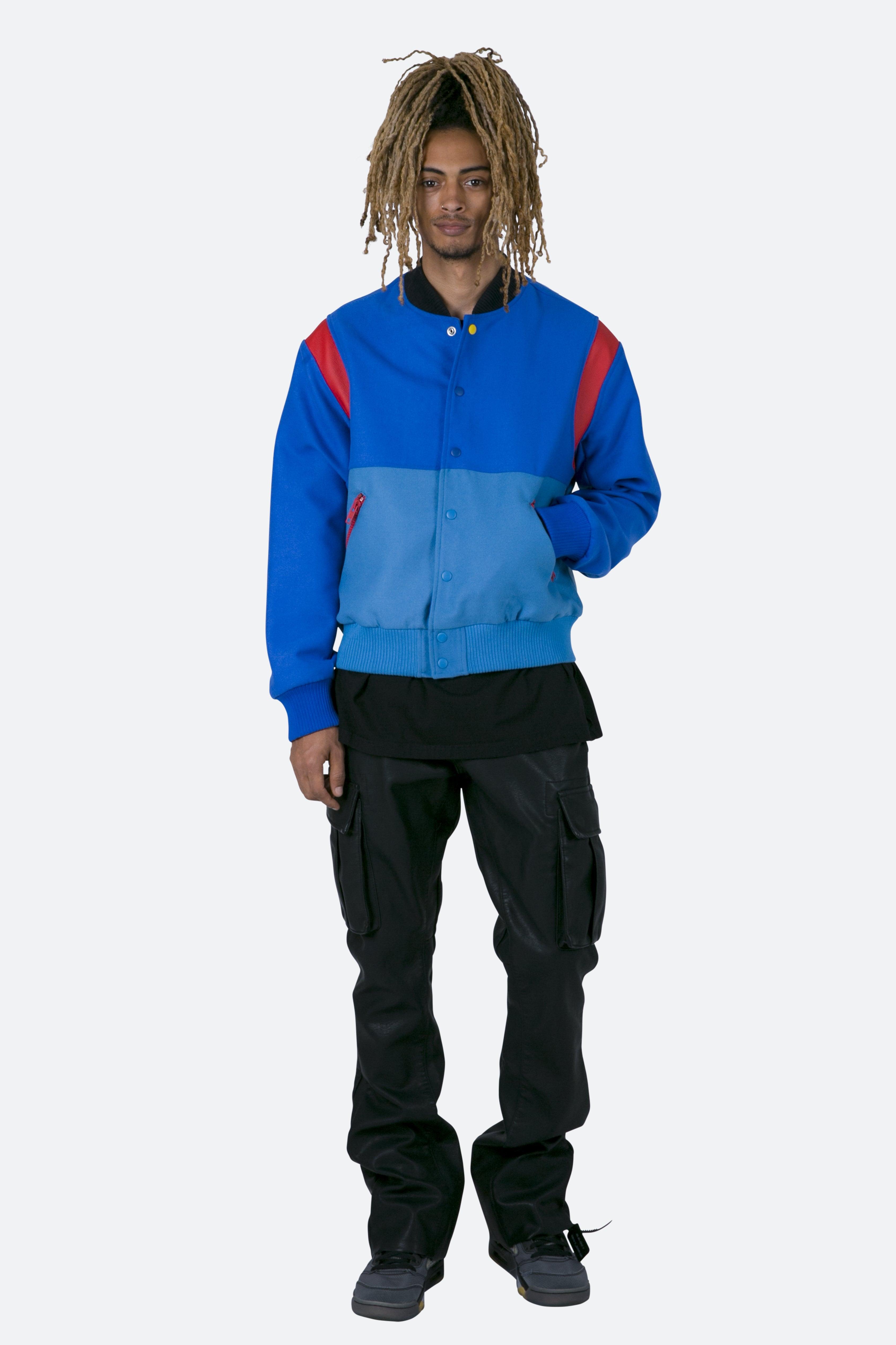 Color Block Varsity Jacket - Blue Product Image