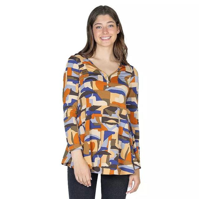 Womens 24Seven Comfort Apparel Long Sleeve V Neck Tunic Top Product Image