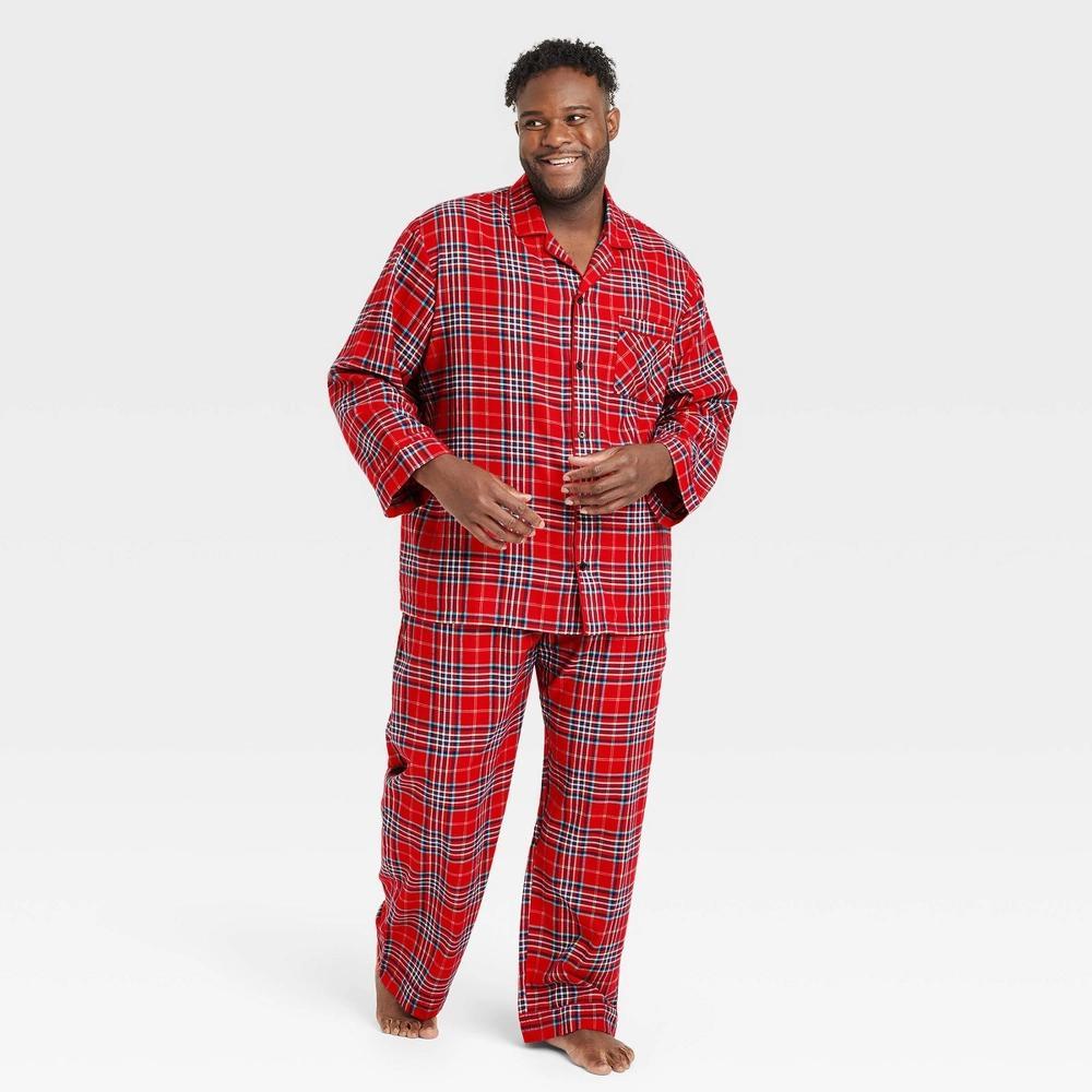 Men's Big & Tall Plaid Flannel Holiday Matching Family Pajama Set - Wondershop™ Red XLT Product Image