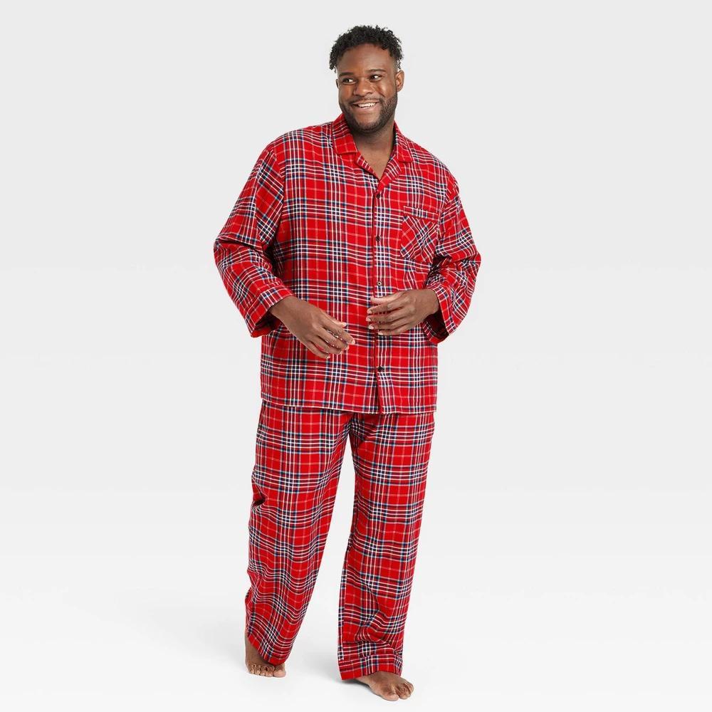 Mens Big & Tall Plaid Flannel Holiday Matching Family Pajama Set - Wondershop Red 3XL Product Image