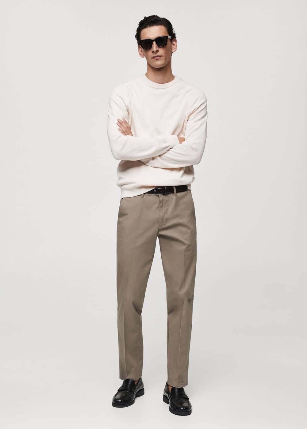 Mango Mens Regular-Fit Cotton Pants - Light product image