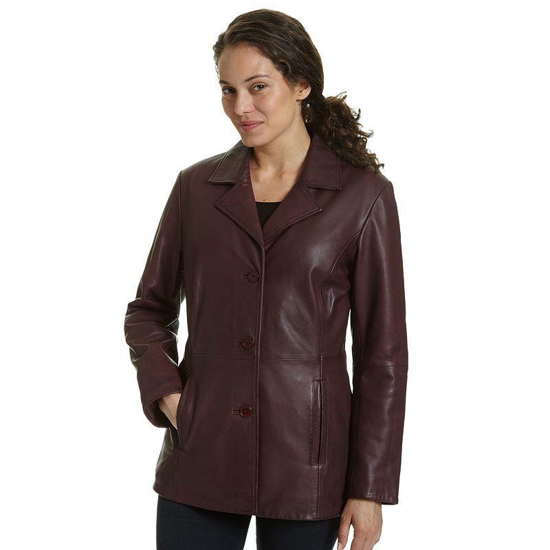 Womens Excelled Leather Jacket Dark Red Product Image