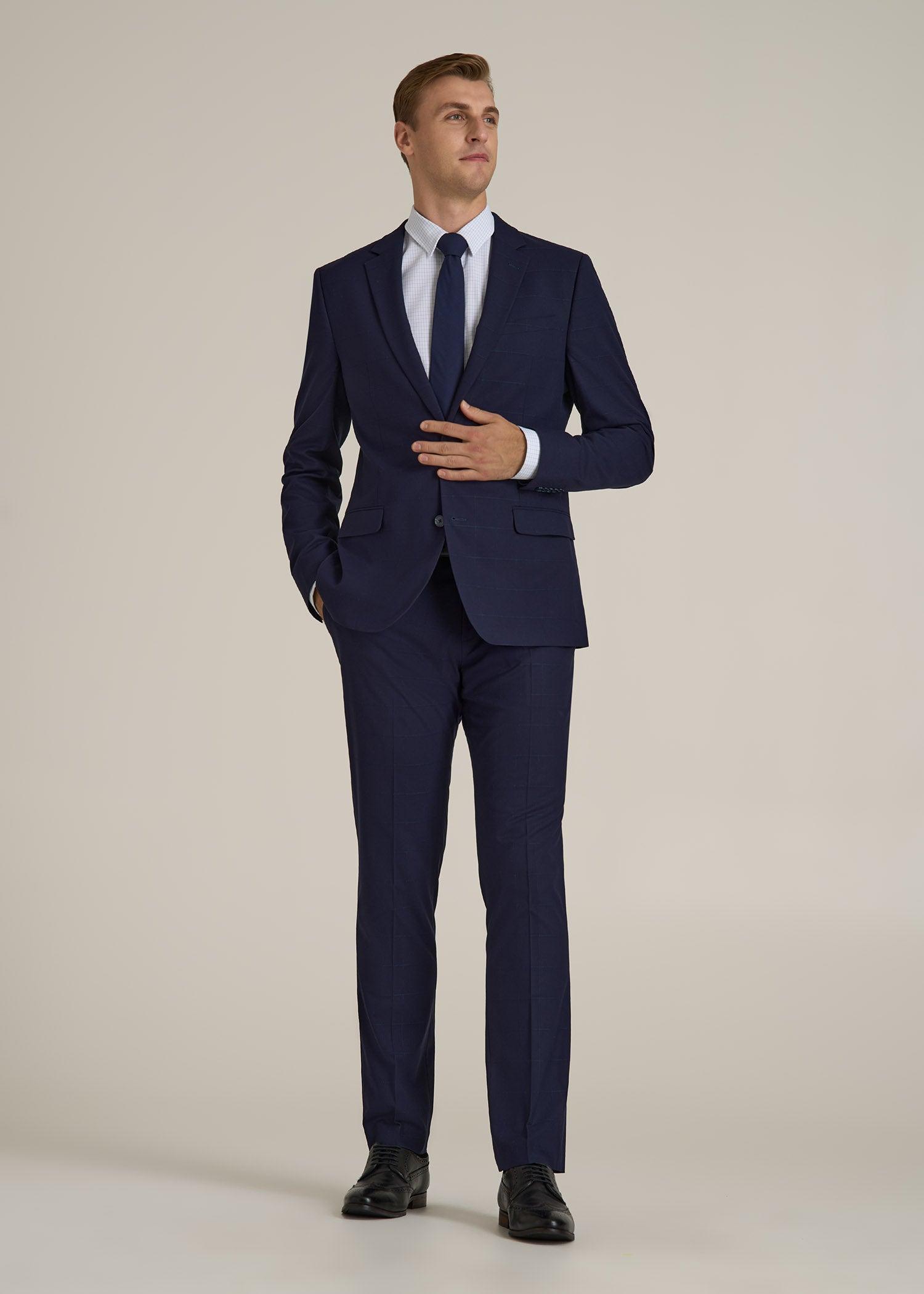 Suit Jacket for Tall Men in Blue Windowpane Male Product Image