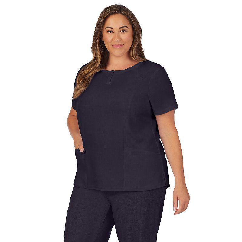 Plus Size Cuddl Duds Scrubs Henley Top With 2 Pockets, Womens Product Image