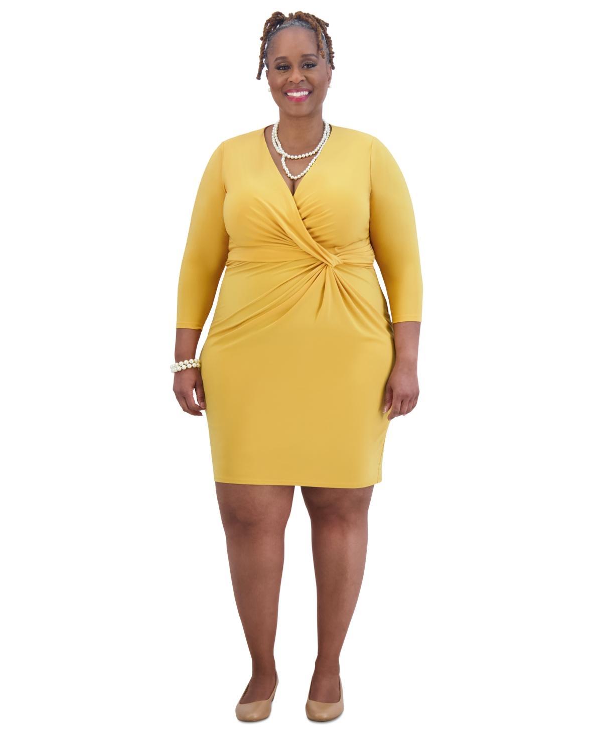 Women's Surplice-Neck Twist Front Sheath Dress Product Image