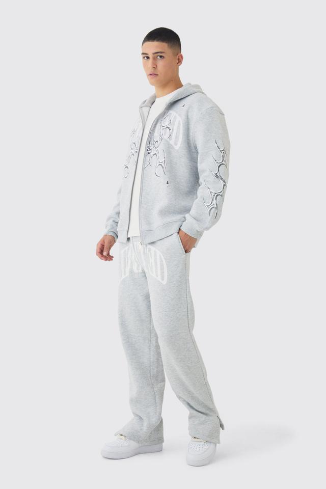 Oversized Limited Graphic Zip Through Hooded Tracksuit | boohooMAN USA Product Image