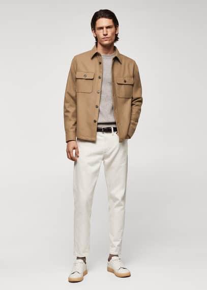 MANGO MAN - Wool overshirt with pockets brownMen Product Image