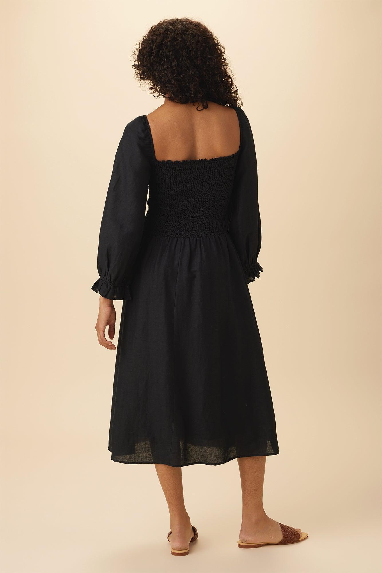 Averill Ramie Viscose Dress - Black Product Image