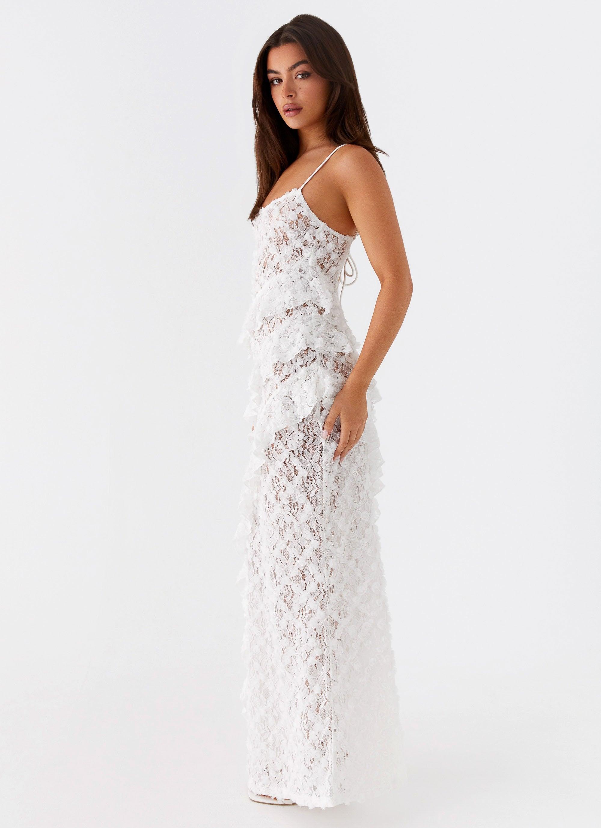 Sansone Frill Maxi Dress - White Product Image