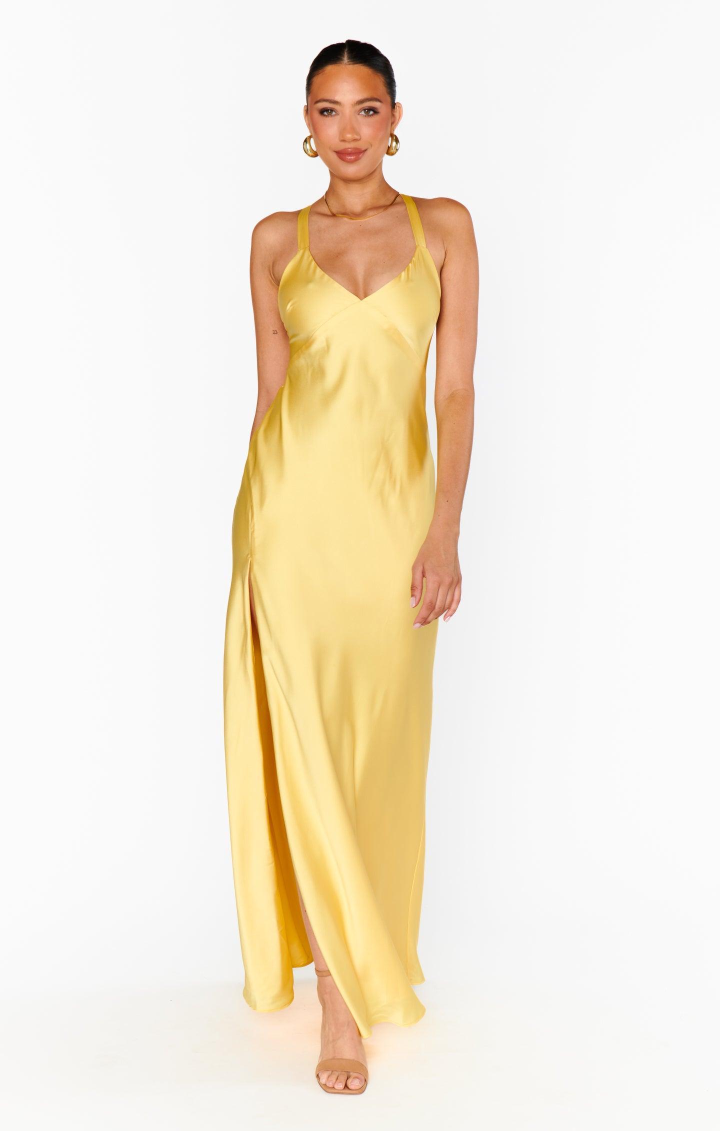 Anderson Maxi Dress ~ Yellow Luxe Satin Product Image