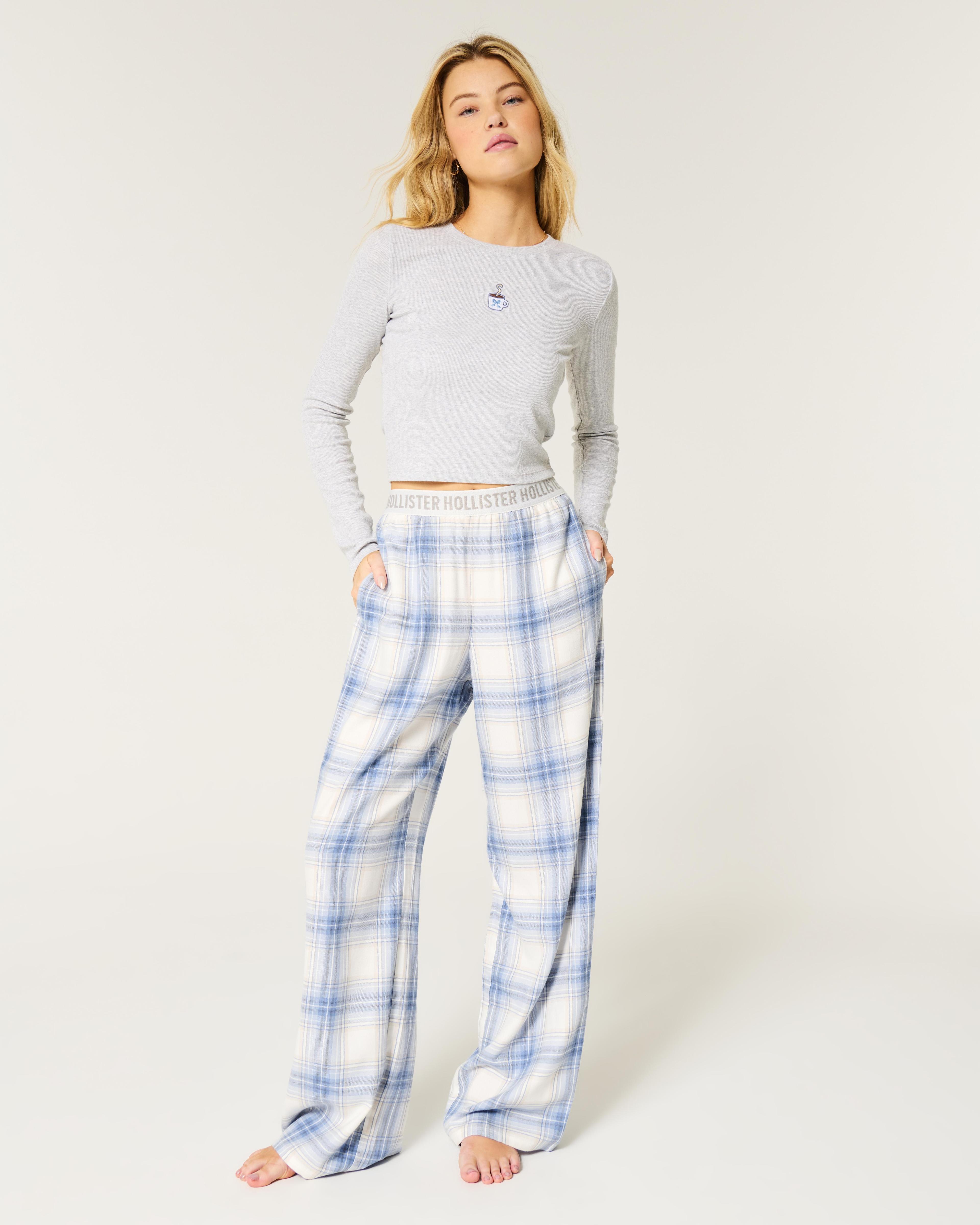 Long-Sleeve Graphic Tee & Flannel Pajama Pants Set Product Image