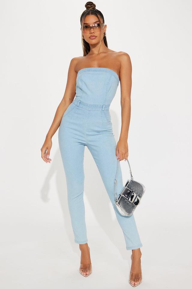 Christy Denim Jumpsuit - Light Wash Product Image