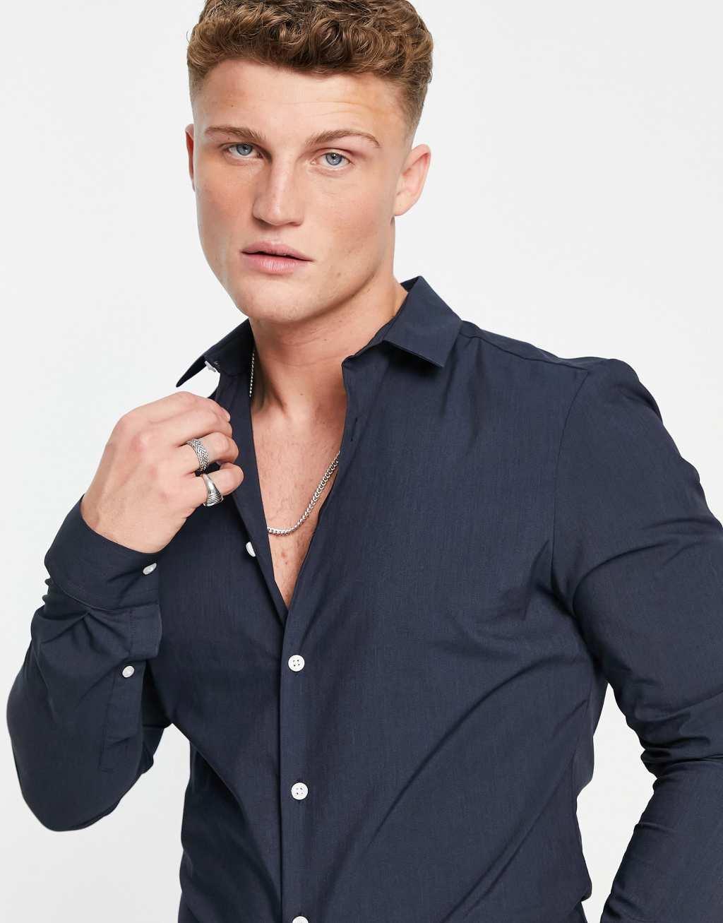 ASOS DESIGN stretch slim fit work shirt Product Image