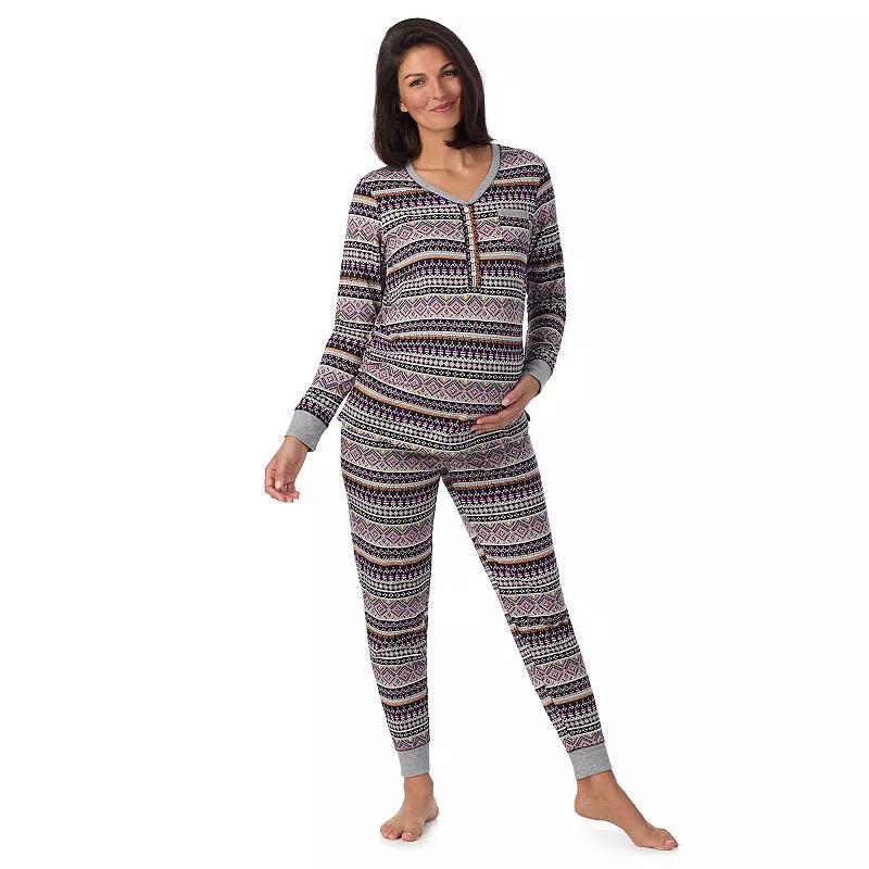 Maternity Cuddl Duds Cozy Henley Pajama Top & Banded Bottom Pajama Pants Sleep Set, Womens Product Image