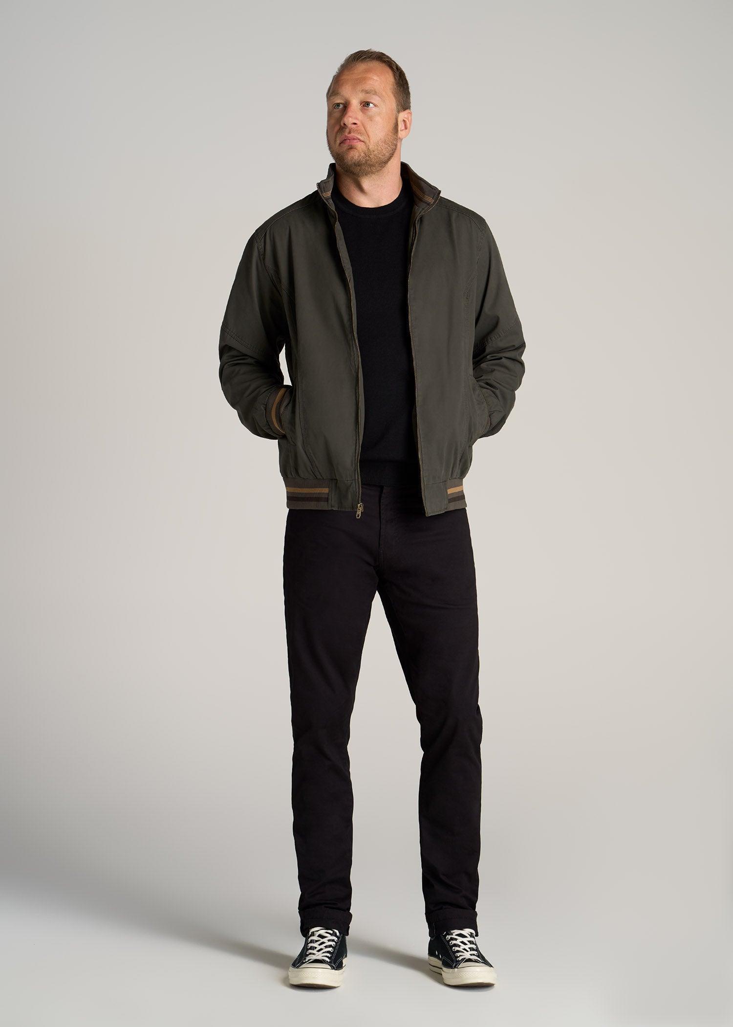 LJ&S Cotton Bomber Jackets for Tall Men in Olive Green Male Product Image