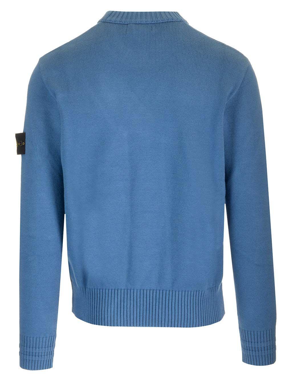 STONE ISLAND Crewneck Wool Blend Pullover In Air Force Blue Product Image