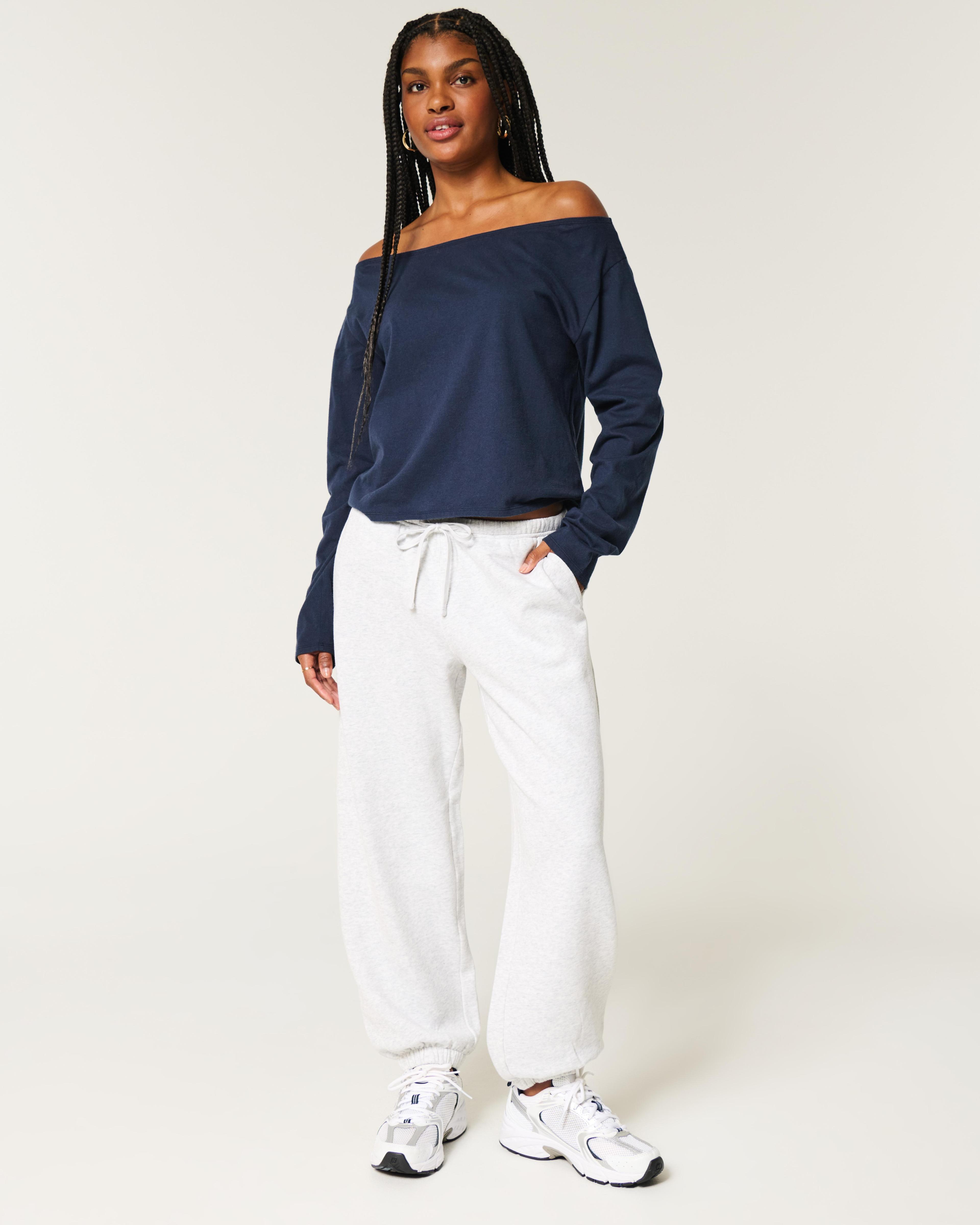 Easy Long-Sleeve Off-the-Shoulder Top Product Image