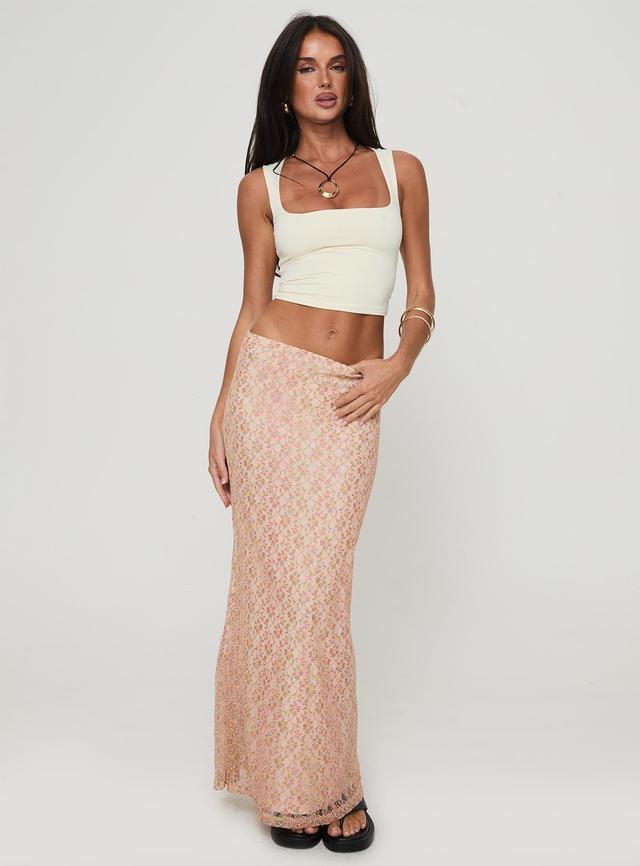 Gallego Lace Maxi Skirt Pink Product Image