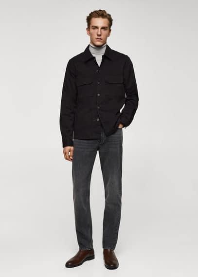 Mango Mens Stretch Cotton Pockets Detail Overshirt Product Image