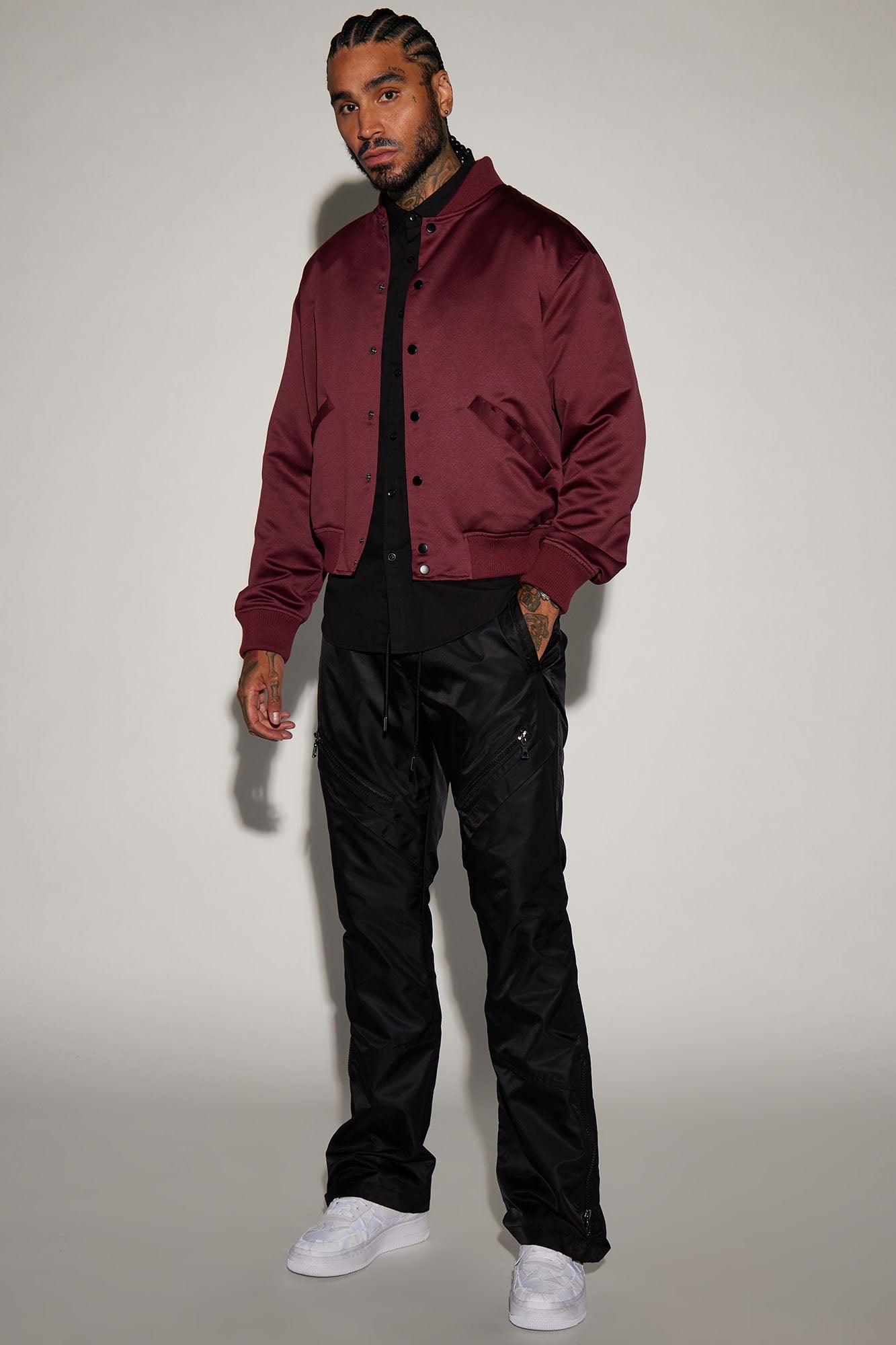 Ashton Essential Bomber Jacket - Burgundy Product Image