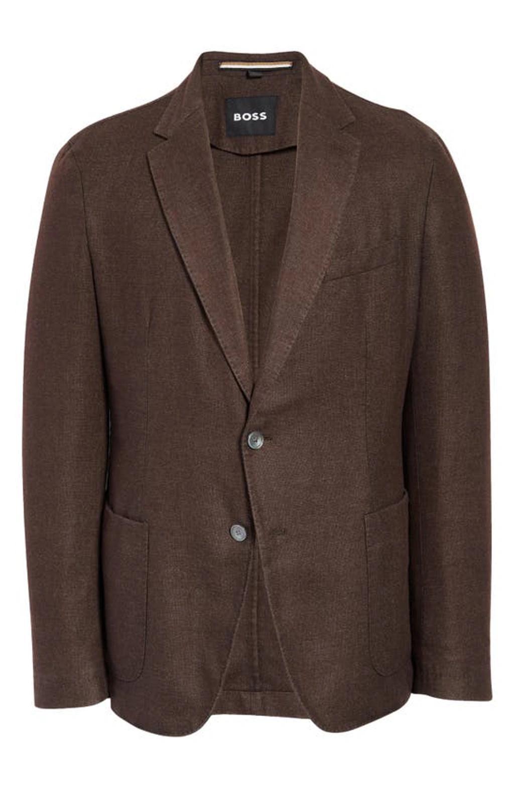 Hanry Solid Virgin Wool Blend Blazer In Brown Product Image