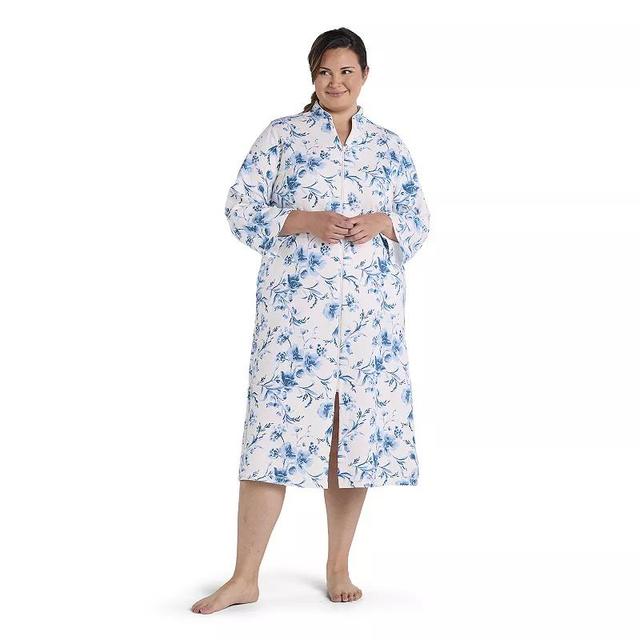 Plus Size Miss Elaine Essentials Quilt-In-Knit Long Robe, Womens Product Image