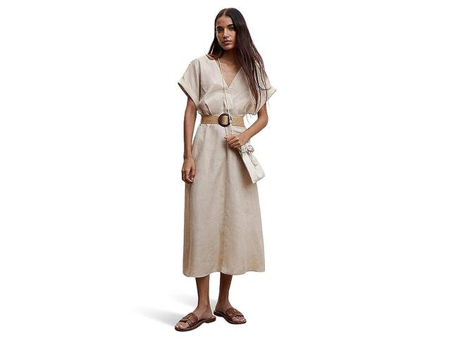 MANGO Belted Linen A-Line Dress Product Image