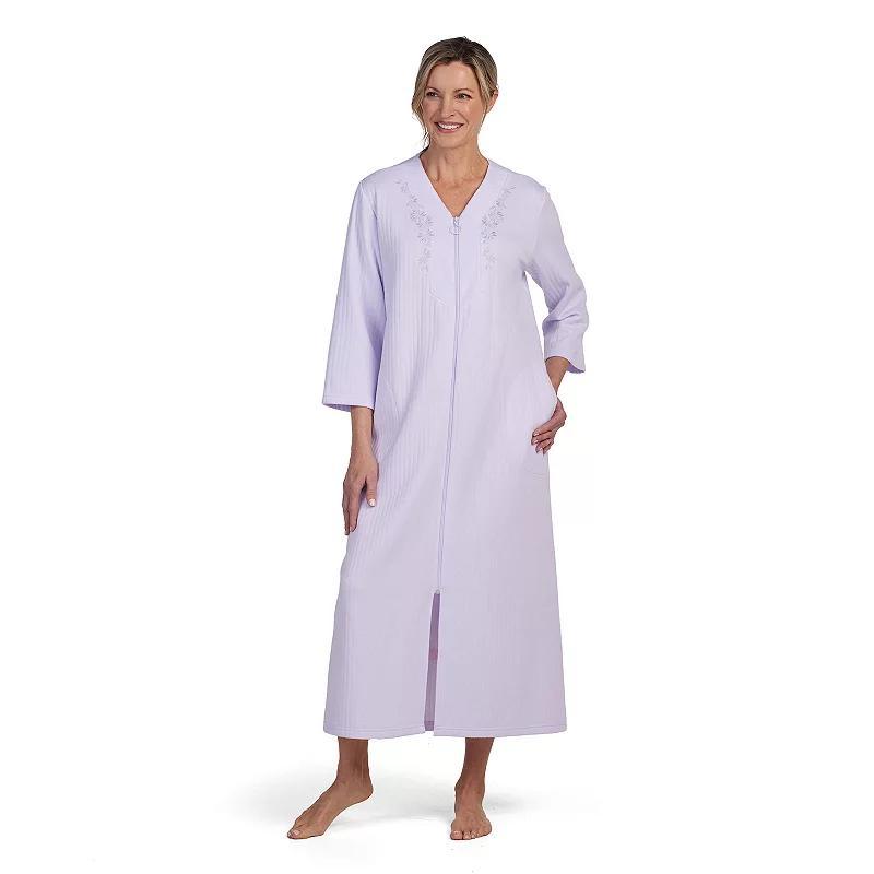 Womens Miss Elaine Essentials Quilt-In-Knit Long Zip Robe Product Image