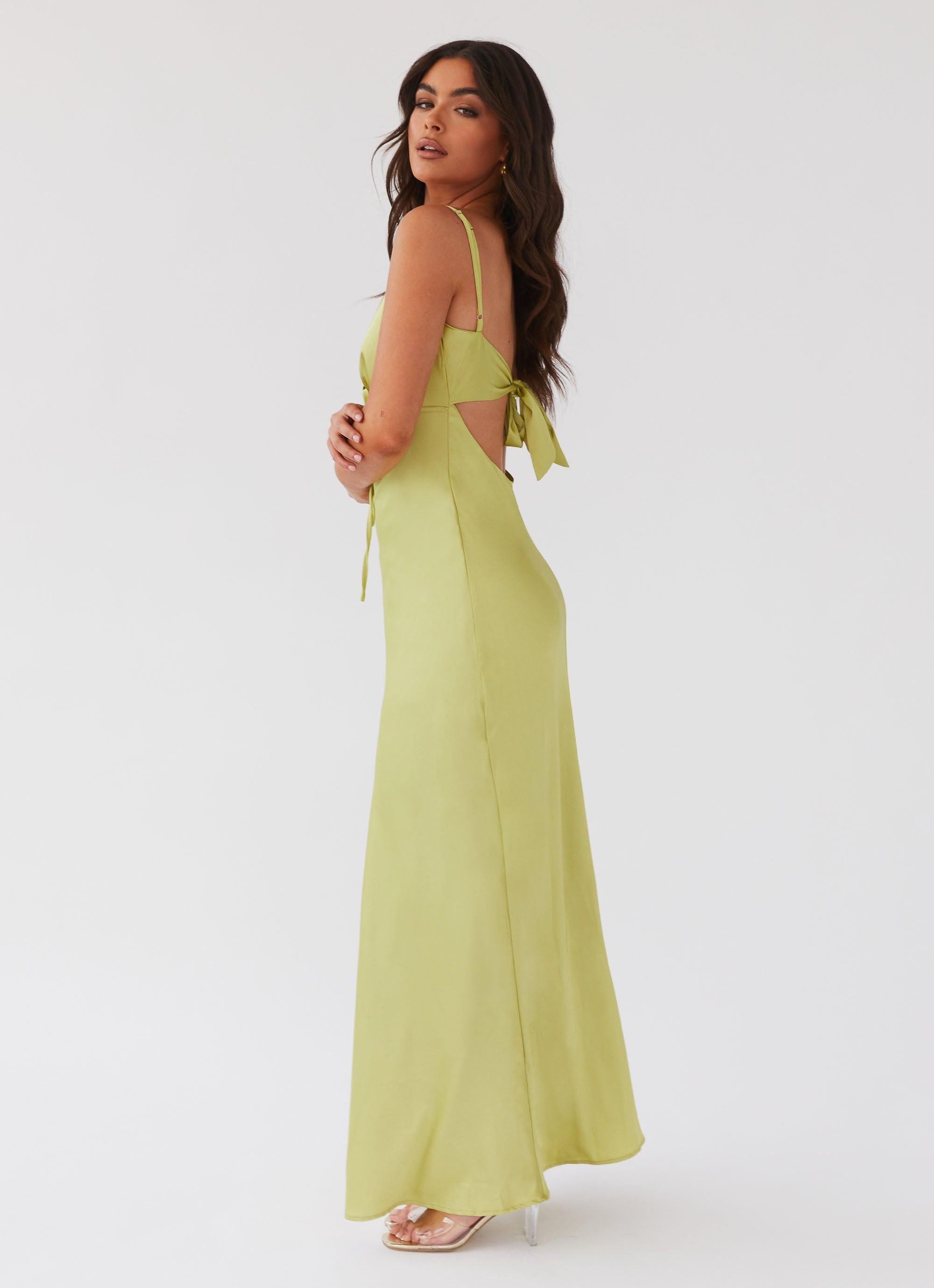 Flora Satin Maxi Dress - Green Expectations Product Image