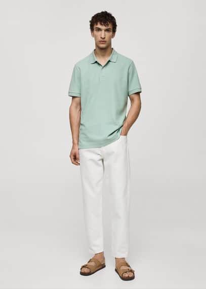 100% cotton pique polo shirt - Men | MANGO USA Product Image