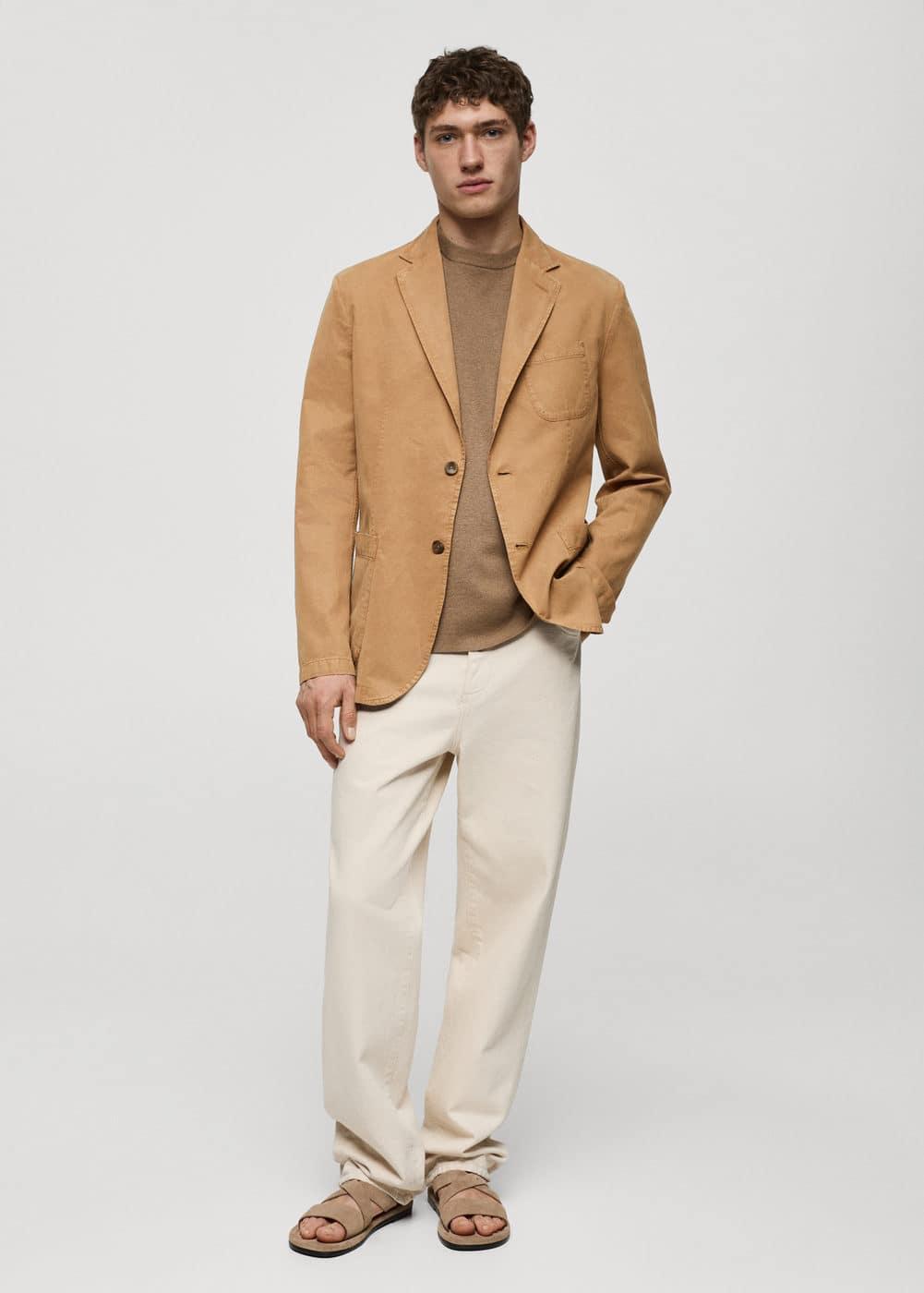 MANGO MAN - Slim fit linen cotton-blend blazer brownMen Product Image