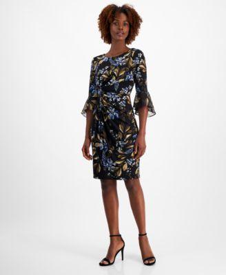 Petite Printed Side Tab Sheath Dress Product Image