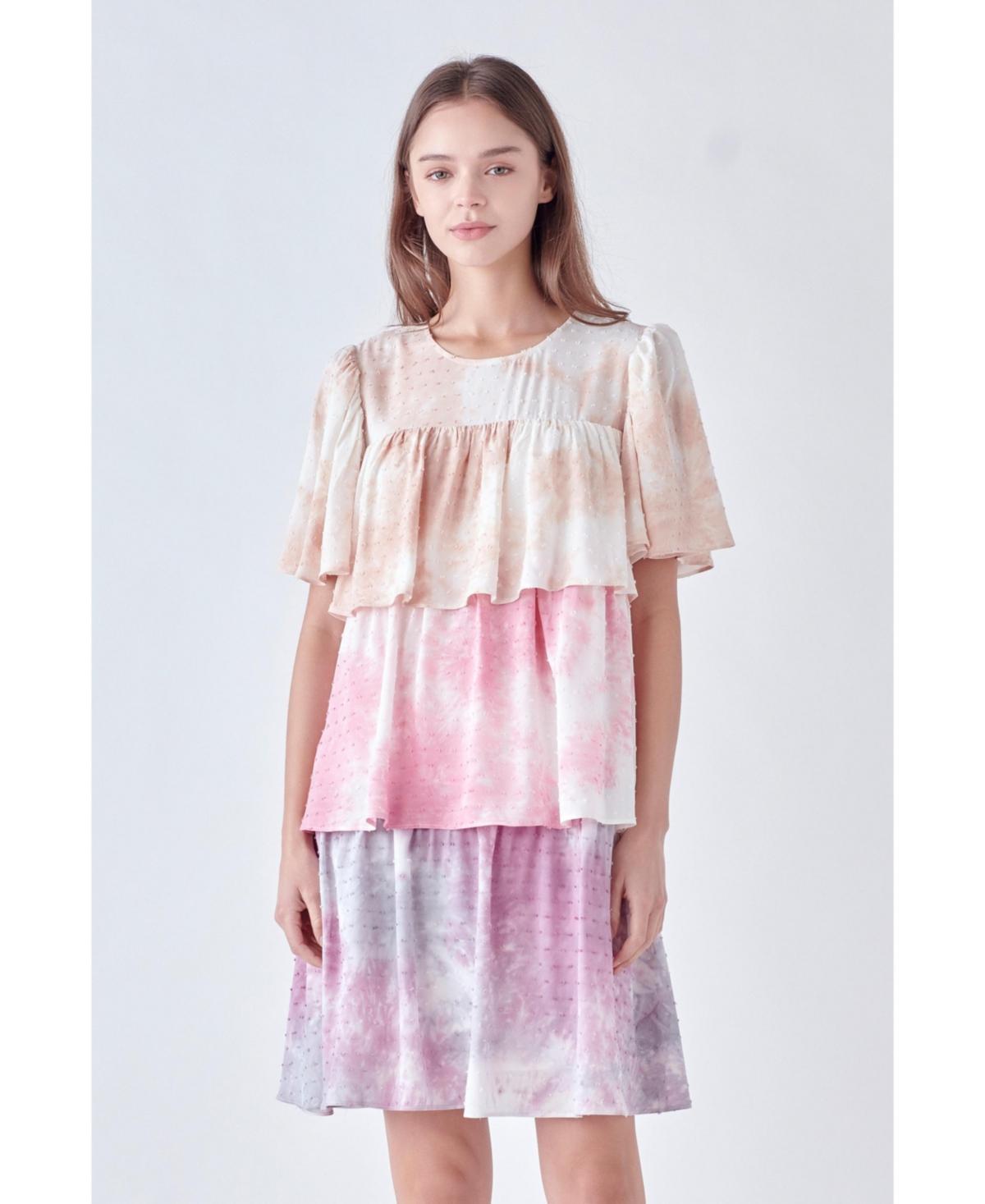 Free the Roses Tie Dye Swiss Dot Tiered Dress Product Image