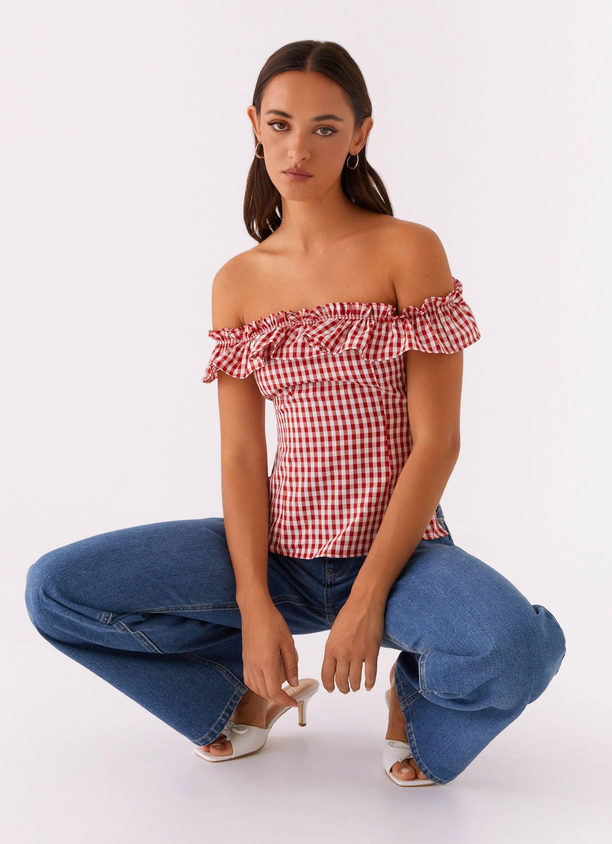 Gwyneth Top - Red Gingham Product Image