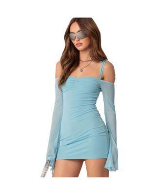 Edikted Womens Ariel Off Shoulder Mesh Mini Dress Product Image