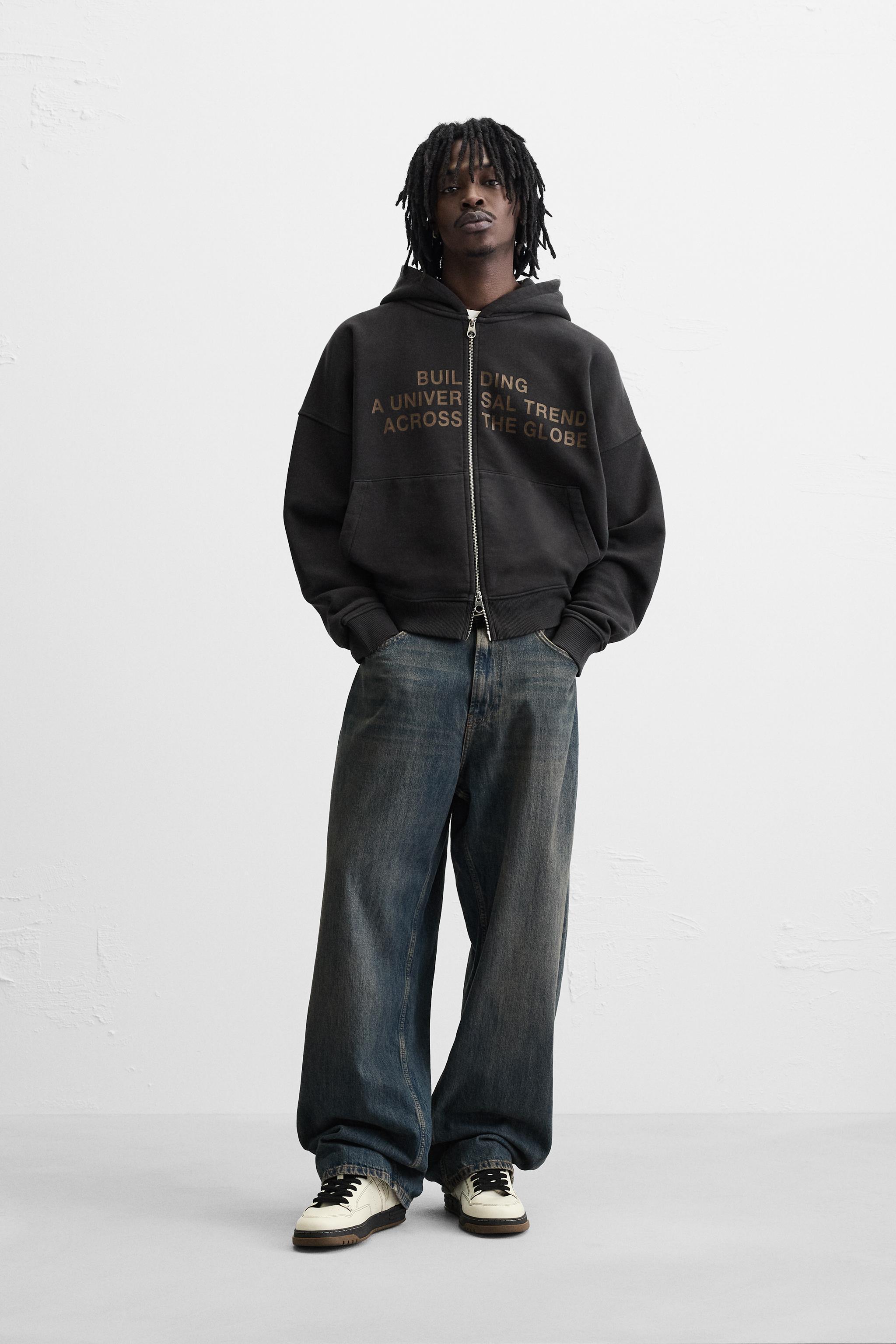 WASHED TEXT ZIP SWEATSHIRT Product Image