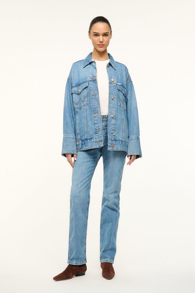 STAUD + WRANGLER THE BIGGEST JEAN JACKET | MID BLUE Product Image