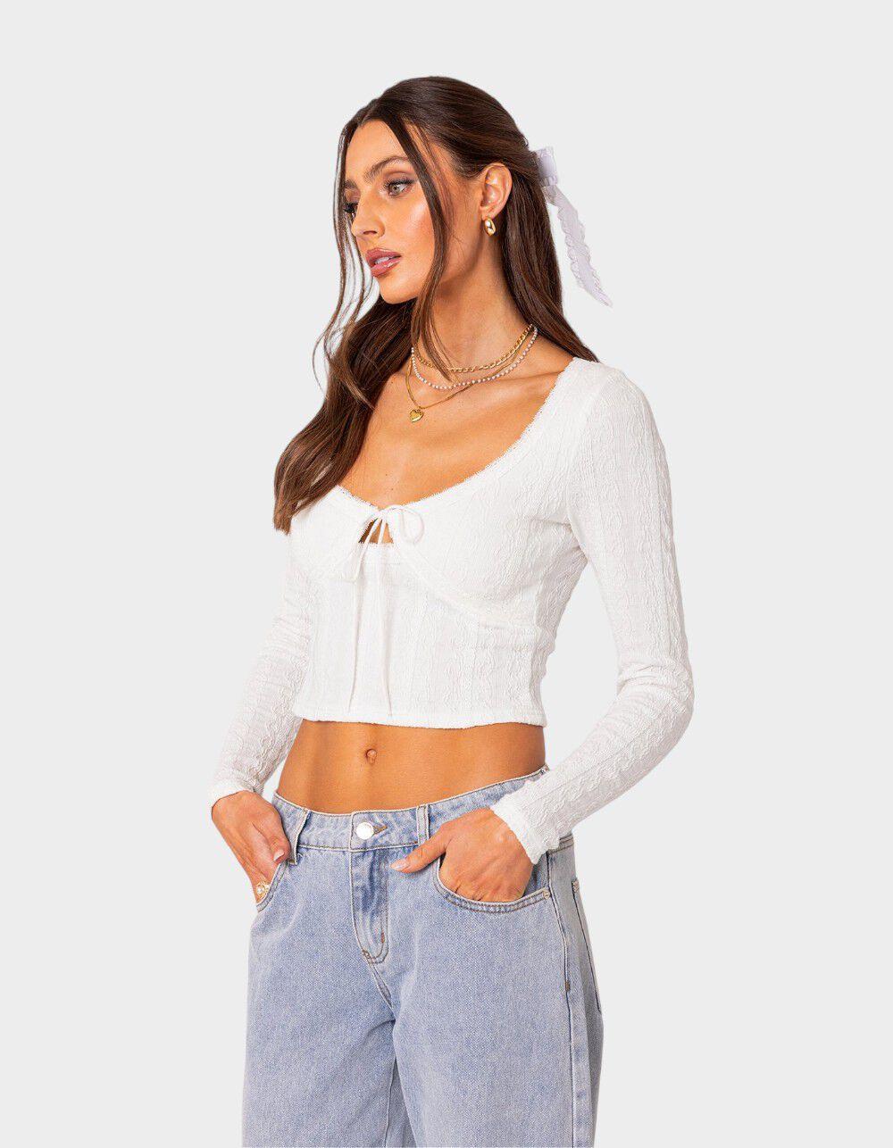 EDIKTED Lorey Lacey Knit Top Product Image