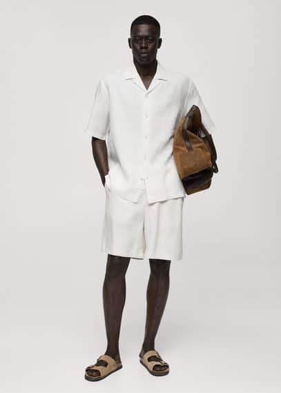 Mango Mens Linen Regular-Fit Shirt Product Image