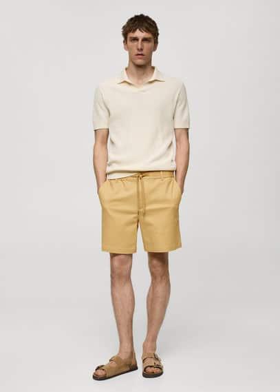 MANGO MAN - Cotton shorts with drawstring mustardMen Product Image