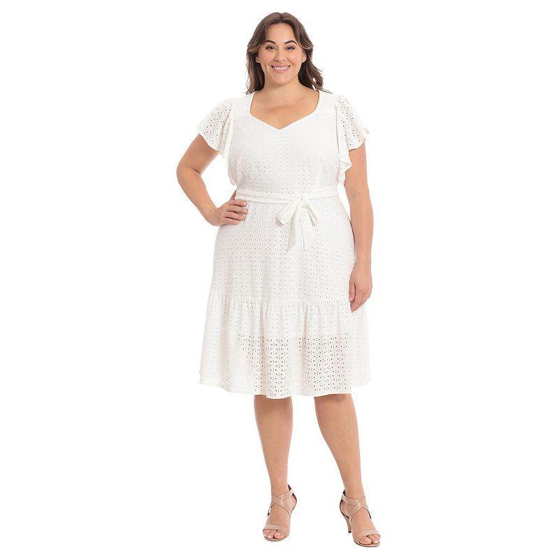 Plus Size London Times Tiered Ruffled Midi Dress, Womens Product Image