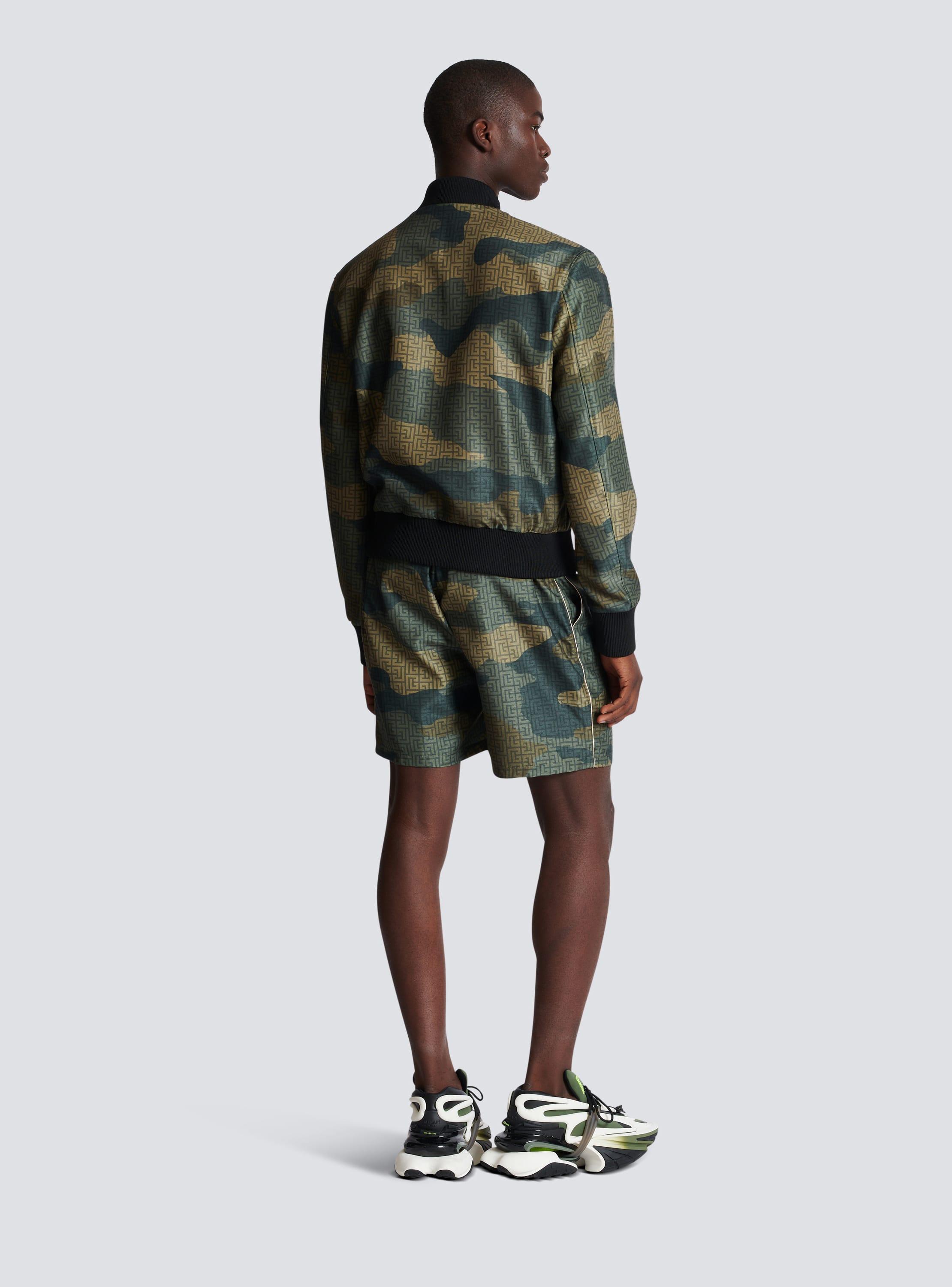 Camouflage monogrammed Shantung bomber jacket Product Image