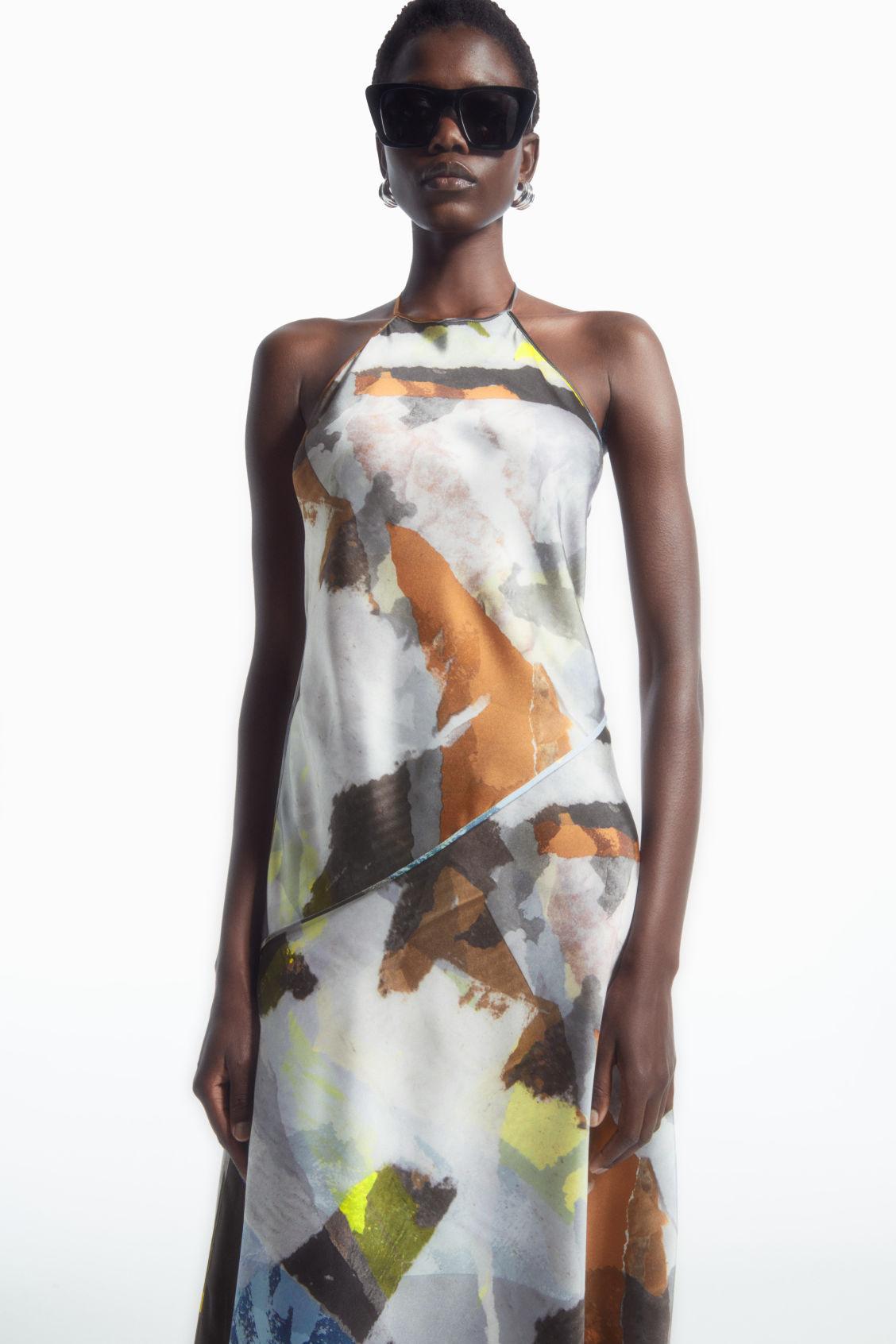 PRINTED ASYMMETRIC MIDI DRESS Product Image