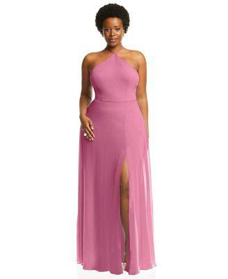 Plus Size Diamond Halter Maxi Dress with Adjustable Straps Product Image