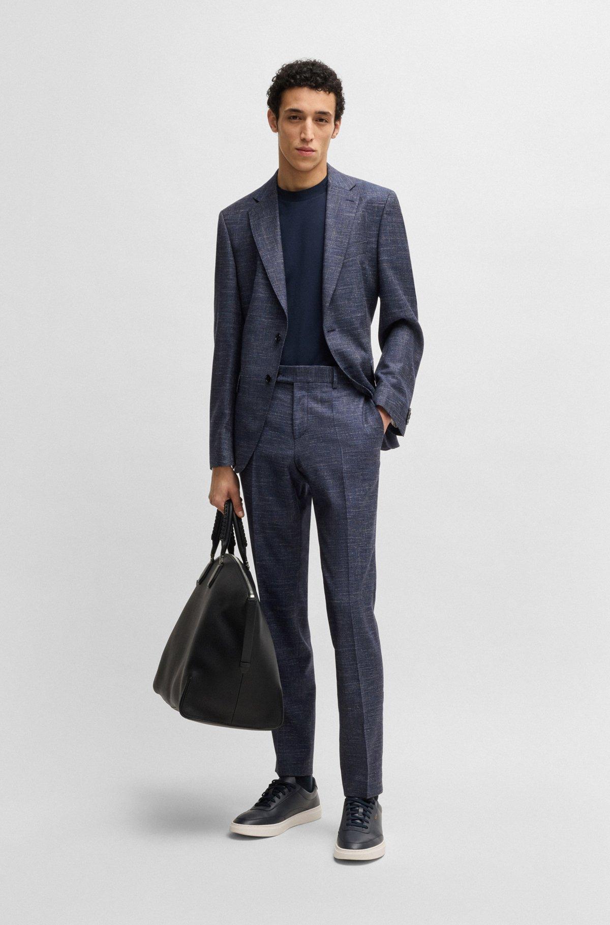 Slim-fit trousers in patterned wool Product Image