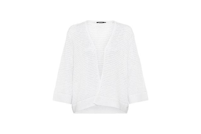 Women's Linen Blend 3/4 Sleeve Open Knit Cardigan Product Image