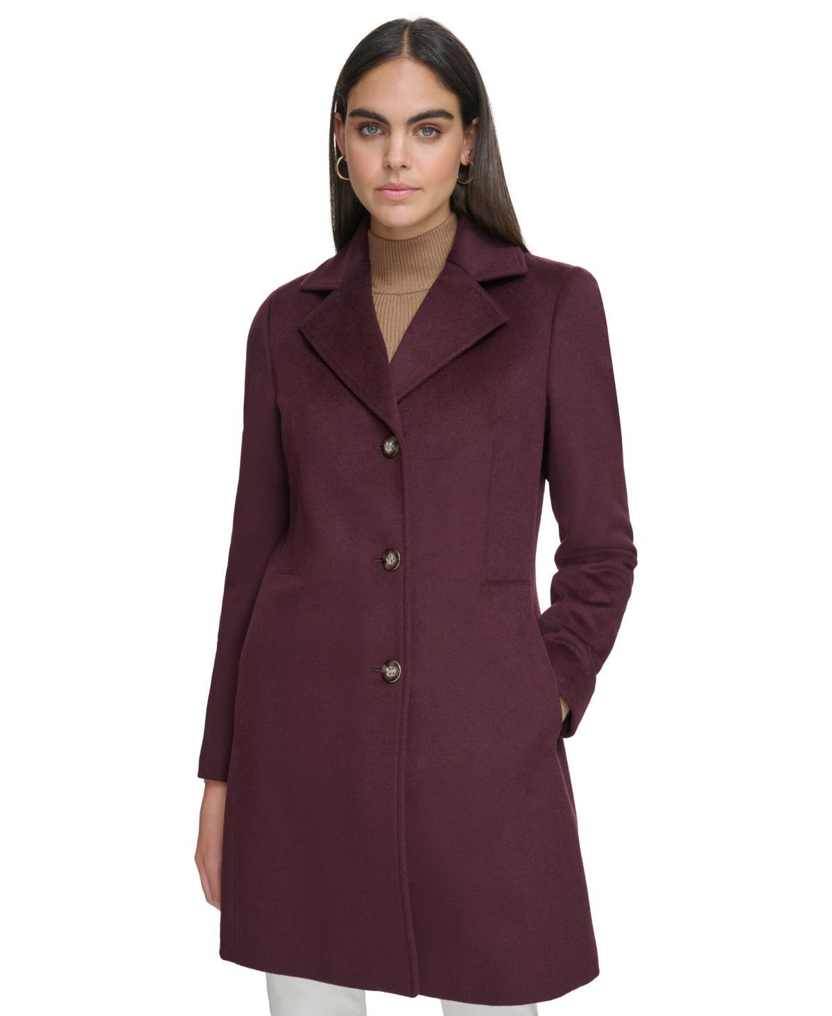 Calvin Klein Womens Single-Breasted Wool Blend Coat Product Image