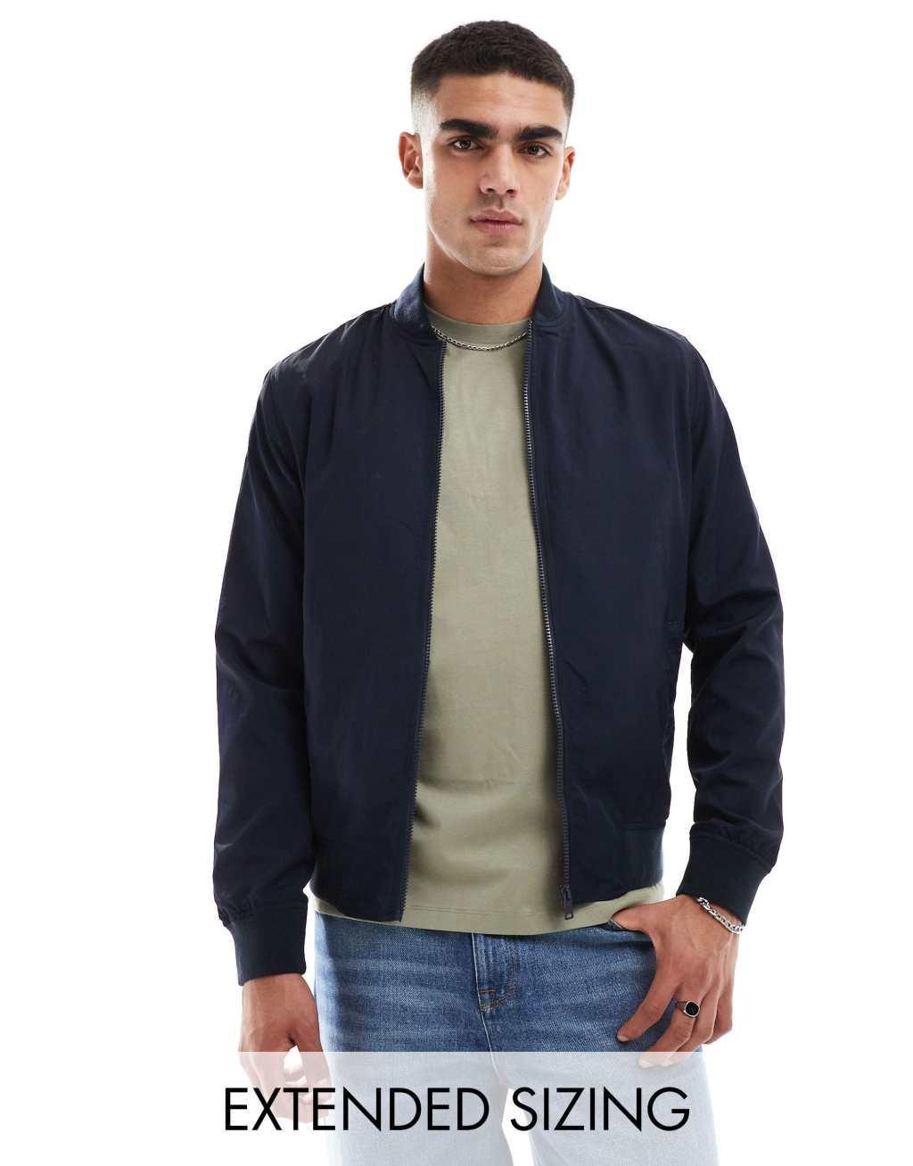 ASOS DESIGN lightweight bomber jacket in navy Product Image